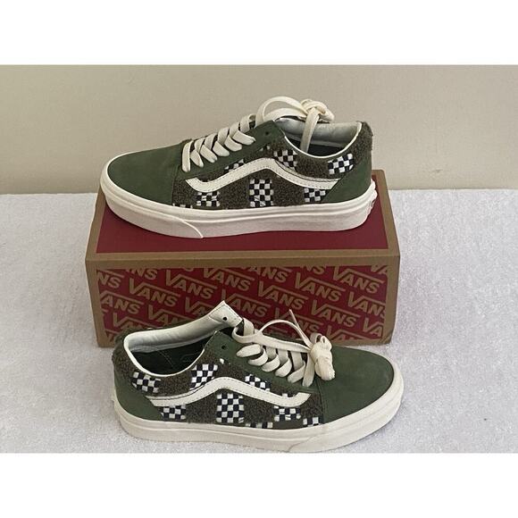 Vans Women’s Old Skool Tufted Shoes Size 6 Green Casual Streetwear - Picture 3 of 5